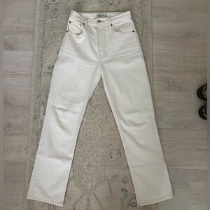 Abercrombie Ankle Straight Ultra High Rise Jeans Cream